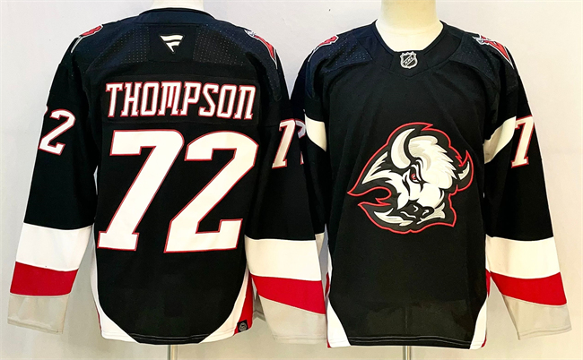 Men's Black Buffalo Sabres #72 Tage Thompson 2024-25 Alternate Stitched Hockey Jersey